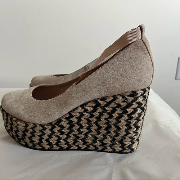Free People Nude Charade Suede Platform Ballerina Ribbon Tie Espradille size 41 - Picture 4 of 13